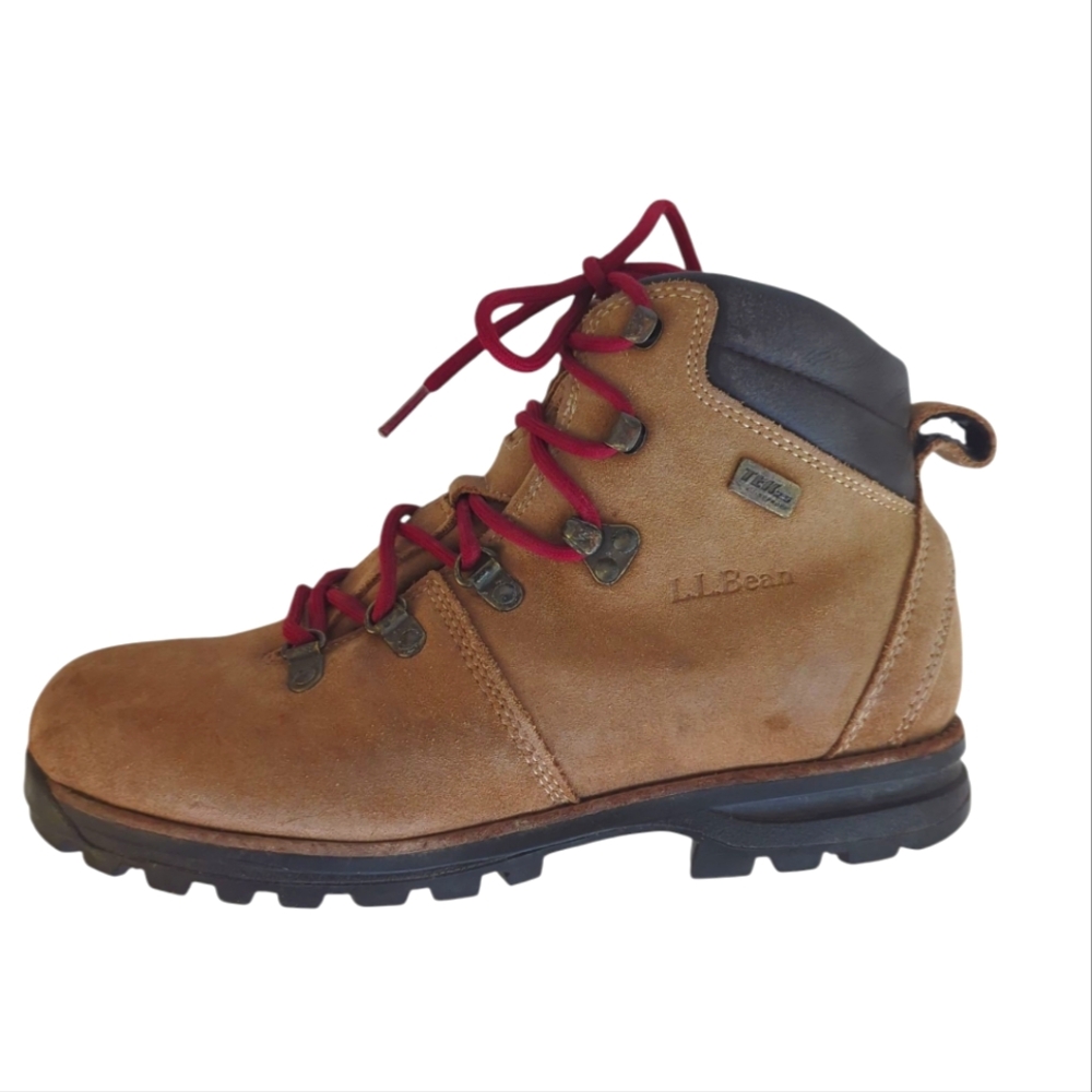 L.L. Bean Suede Waterproof Vibram Tek 2.5 Retro Hiking Boots 9.5M Brown Lace Up - Picture 2 of 16